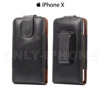 Etui ceinture vertical en cuir pour iPhone X Noir