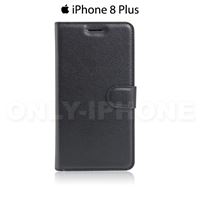 Etui cuir effet grainé pour iPhone 8 Plus Noir