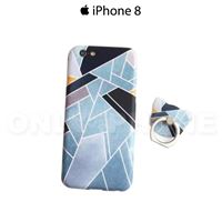 Coque iPhone 8 Géométries avec anneau  Bleu