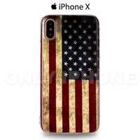 Coque iPhone X drapeau américain USA vue de dos 