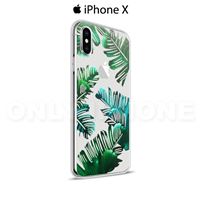 Coque iPhone X Feuilles tropicales Vert