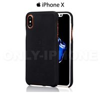 Coque souple effet cuir grainé pour iPhone X Noir