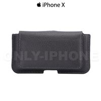 Etui ceinture cuir grainé pour iPhone X Noir