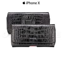 Etui ceinture cuir luxe effet croco pour iPhone X Noir