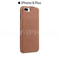 Étui cuir luxe clapet iPhone 7 Plus vintage Melkco Marron clair