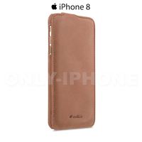 Étui cuir luxe clapet iPhone 8 vintage Melkco Marron clair