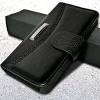 Etui iPhone 5 / 5S cuir duo noir portefeuille