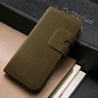 Etui iPhone 5/ 5S cuir marron kaki portefeuille