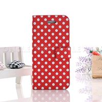 Etui iPhone 5 / 5s portefeuille rouge à pois