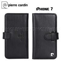 Étui iPhone 7 cuir veritable luxe 2 en 1 Pierre Cardin noir