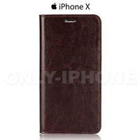 Etui portefeuille luxe cuir véritable iPhone X