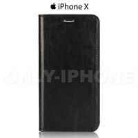 Etui portefeuille luxe cuir véritable iPhone X