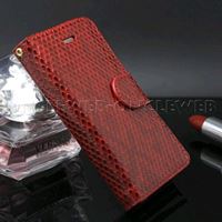 Etui iPhone 4/4S cuir effet serpent rouge