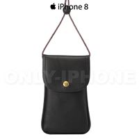 Pochette iPhone 8 cuir tour de cou Noir