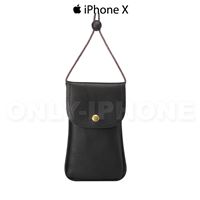 Pochette iPhone X cuir tour de cou Noir